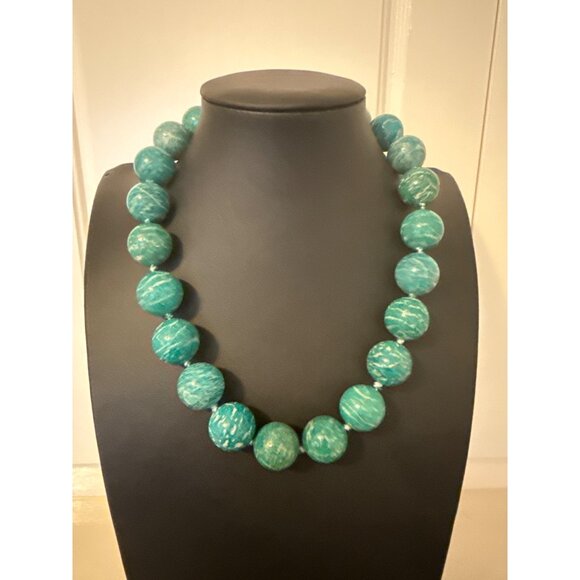 Amazonite Beaded Necklace With Sterling Silver Clasp - Picture 1 of 5